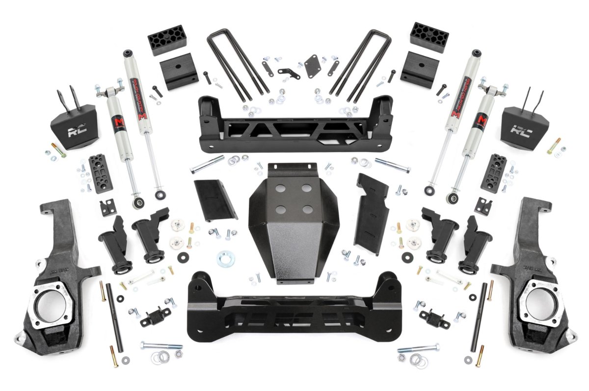 GMC Sierra 2500 HD Suspension Lift Kit - Rough Country - 5 Inch Lift | Torsion Drop | M1 - Hammer Black - '11-'19